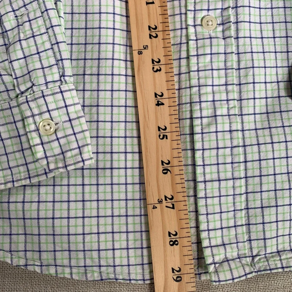 Ralph Lauren Classic Fit Mens Large Green Blue Check‎ Cotton Button Down Shirt